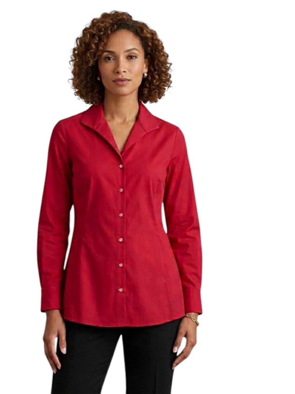 Foxcroft Coral Red Non-iron Button Up Shirt
